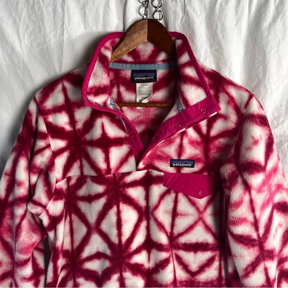 Patagonia Synchilla Snap T Fleece Pullover Women Medium M Diamond Dancer Pink - Picture 2 of 16